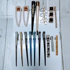 装飾くちばしクリップ 花ピン ヘアクリップ　17点セット 【大衆演劇】まとめ売り