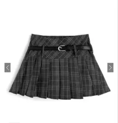 GRL ベルト・インパン付きチェック柄プリーツミニスカート[ac2583]