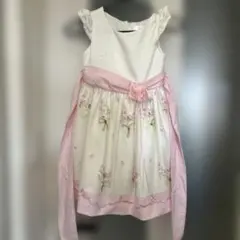 花柄刺繍付きドレス 100cm ホワイト/ピンク