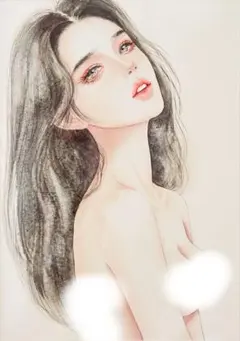 手描きイラスト 水彩原画 ストレートヘアの女の子157 - メルカリ