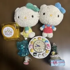 【サンリオ】　ハローキティ　ぬいぐるみ　時計　置き物　キーホルダー