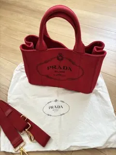 PRADA カナパ トートバッグ レッド 2way ショルダー付きのサムネイル