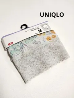 UNIQLO　新品　ショーツ (ジャストウエスト) Mサイズ　ライトグレー花柄