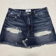 GYDA ジェイダ ダメージスカートライクショートパンツ ブルー S デニム生地