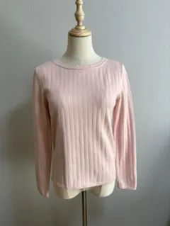 美品 インディヴィ クルーネック リブ編み ニット プルオーバー セーター 秋