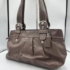 COACH コーチ　ハンドバッグ　ブラウン　レザー　ソーホープリーテッド　タグ付