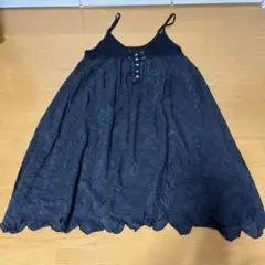 TSUMORI CHISATO レース柄　キャミニット　シルクワンピース　黒のサムネイル