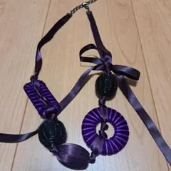 HIROKO BIS　ヒロコビス　紫　リボン　ネックレス
