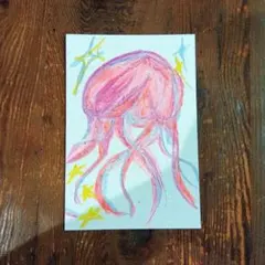 手描きイラスト ポストカード クラゲ 25