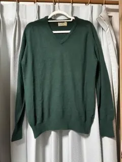 ヴィンテージ90s L.L.Bean USA製 Vネックウールセーター　リブ長