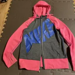 NIKE THERMA-FIT パーカー グレー×ピンク レディース