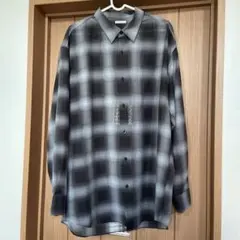 GU フランネルチェックシャツ　長袖シャツ　グレー系　Ｌサイズ