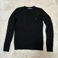 POLO RALPH LAUREN黒 カシミヤ混ケーブル編み 長袖ニットセーター