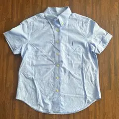 EASTBOY 水色 半袖シャツ 刺繍　ダンガリー　ボタンダウン　イーストボーイ