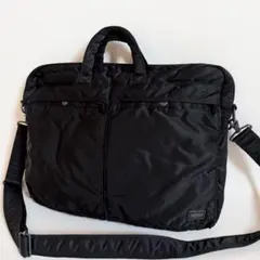 ロゴ綺麗　ポーター タンカー ブリーフケース 2way ブラック ナイロン 黒