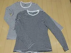 無印良品　ボーダーカットソー　黒　ベージュ　２色　長袖