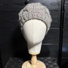 グレー ケーブル編み ニット帽子