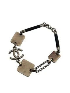 CHANEL ココマーク スクエアモチーフチェーン ブレスレットシルバーブラックのサムネイル