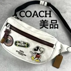 美品 コーチ シグネチャー ディズニー コラボ ワンショルダー ボディバッグ 白