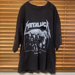 H & M メタリカ　オーバーサイズTシャツ　2XL ダメージのサムネイル