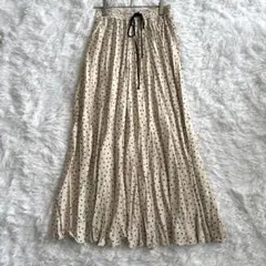 ZARA サテンドットロングスカート　マキシ丈　ウエストゴム　シワ加工　未使用