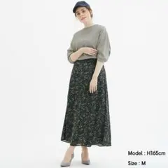 GUジーユー/フレアロングスカート(ペイズリー) M