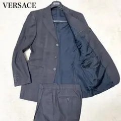 希少　ヴェルサーチ スーツセットアップ　太ストライプ　ネイビー　スイス製