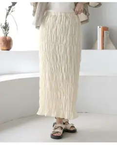 LEPSIMレプシィム無地シャーリングスカートロングタイト白ローリーズアパートのサムネイル