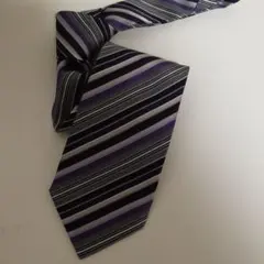 美品 エルメネジルドゼニア ネクタイ シルク ストライプ ブルー