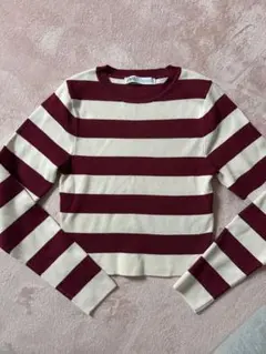 【試着のみ】ZARA 赤ボーダー　ニット　M