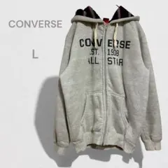 コンバース パーカー フーディー ジップアップ フロントロゴ 裏起毛 L