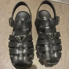 PRADA プラダ 厚底サンダル ラバーサンダル ブラック
