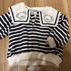 クマ刺繍セーラー襟トレーナー　タイニーベア