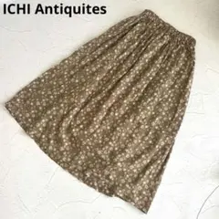 ICHI Antiquites リネン100% 花柄 ギャザー ロングスカートのサムネイル