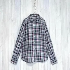 【良品計画】長袖 コットンシャツ 羽織り チェック柄 綿100% M
