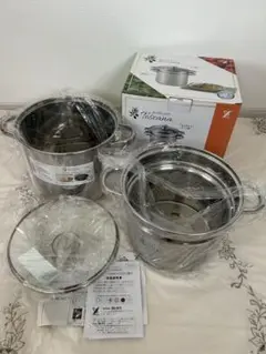 【新品未使用】ヨシカワ　トスカーナ　パスタポット（ガラス蓋付き）22㎝