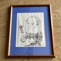 藤田嗣治、【ラ・フォンテーヌ頌】、希少画集画、新品高級額・額装付