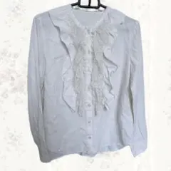【美品】JILLSTUART フリルブラウス 長袖 ホワイト Mのサムネイル