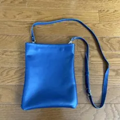 ハンドメイド ネイビーブルー レザー サコッシュショルダーバッグ