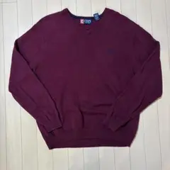 CHAPS バーガンディ Vネックニット Lサイズのサムネイル