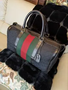 GUCCI GGキャンバス×カーフレザーボストンバッグ　ヴィンテージ　イタリア製