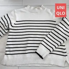 【UNIQLO】 ストライプ 春ニットセーター 長袖　アイボリーLサイズ