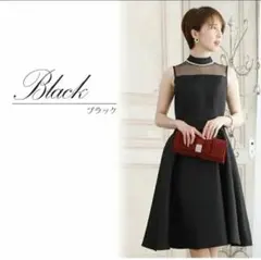 PourVous パール パーティードレス ワンピース ブラック