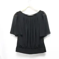 M’s Select ブラックシフォンブラウス 38 美品 フレア袖 上品のサムネイル