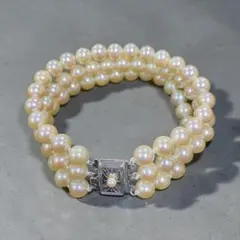 本真珠3連パールブレスレット 約18cm 7mm珠 SILVER金具フォーマル