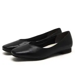 ジェリービーンズ　黒 スクエアトゥ フラットシューズ　ブラックパンプス　冠婚葬祭