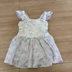 女の子用ワンピース水着 130cm 薄紫 花柄