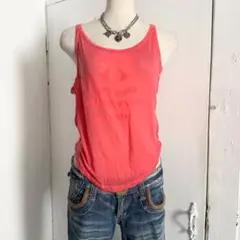 DIESEL タンクトップ ノースリーブ 透け感 英字プリント y2k 平成