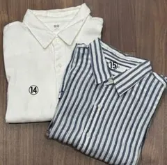 【UNIQLO】麻100％　プレミアムリネン　プルオーバー長袖シャツ2枚セット