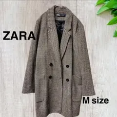 ZARA 千鳥格子柄ウールジャケット コート Mサイズ ザラ チェスターコート